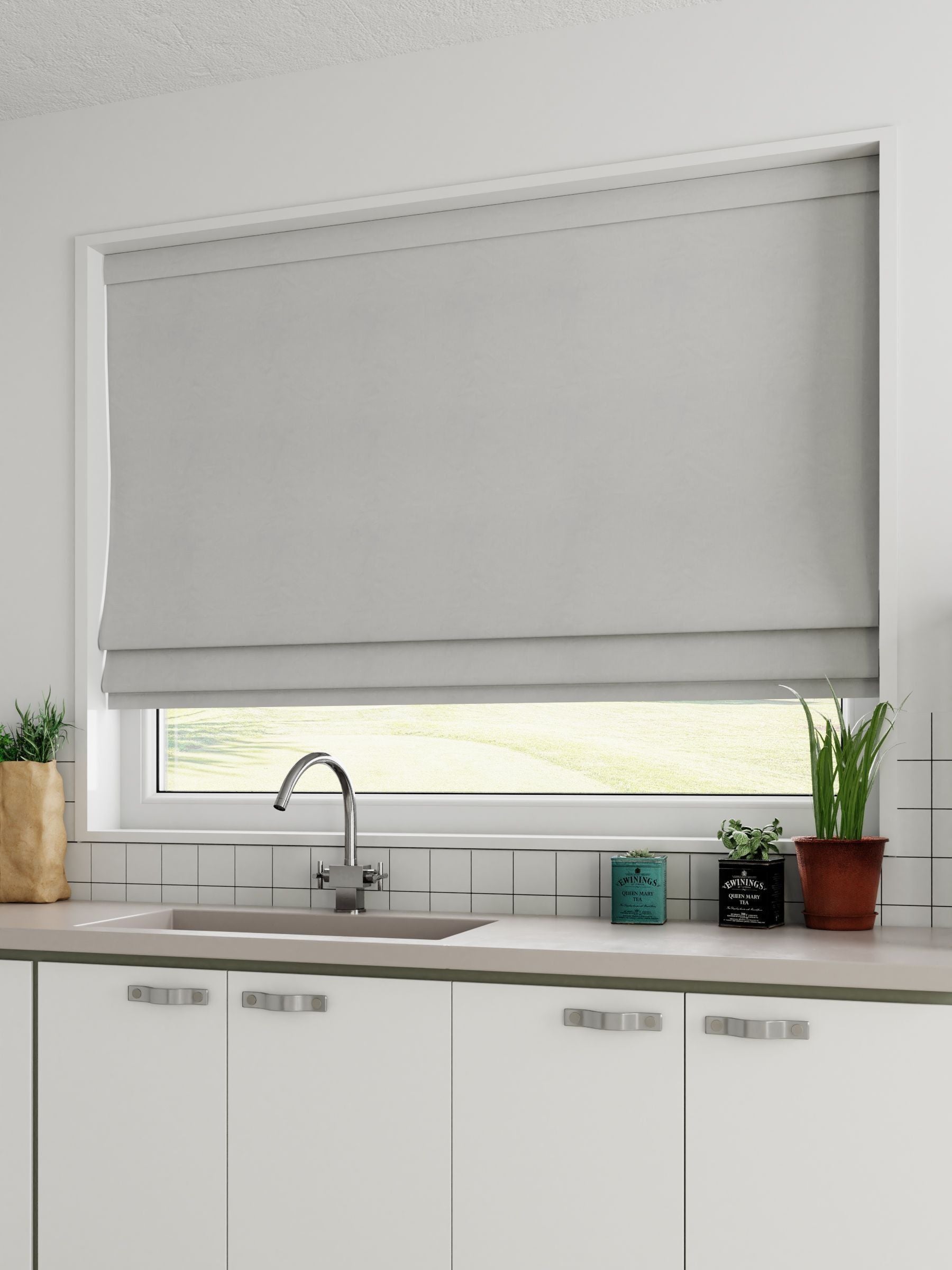 Silver 100% cotton roman blind made to measure (British brand)