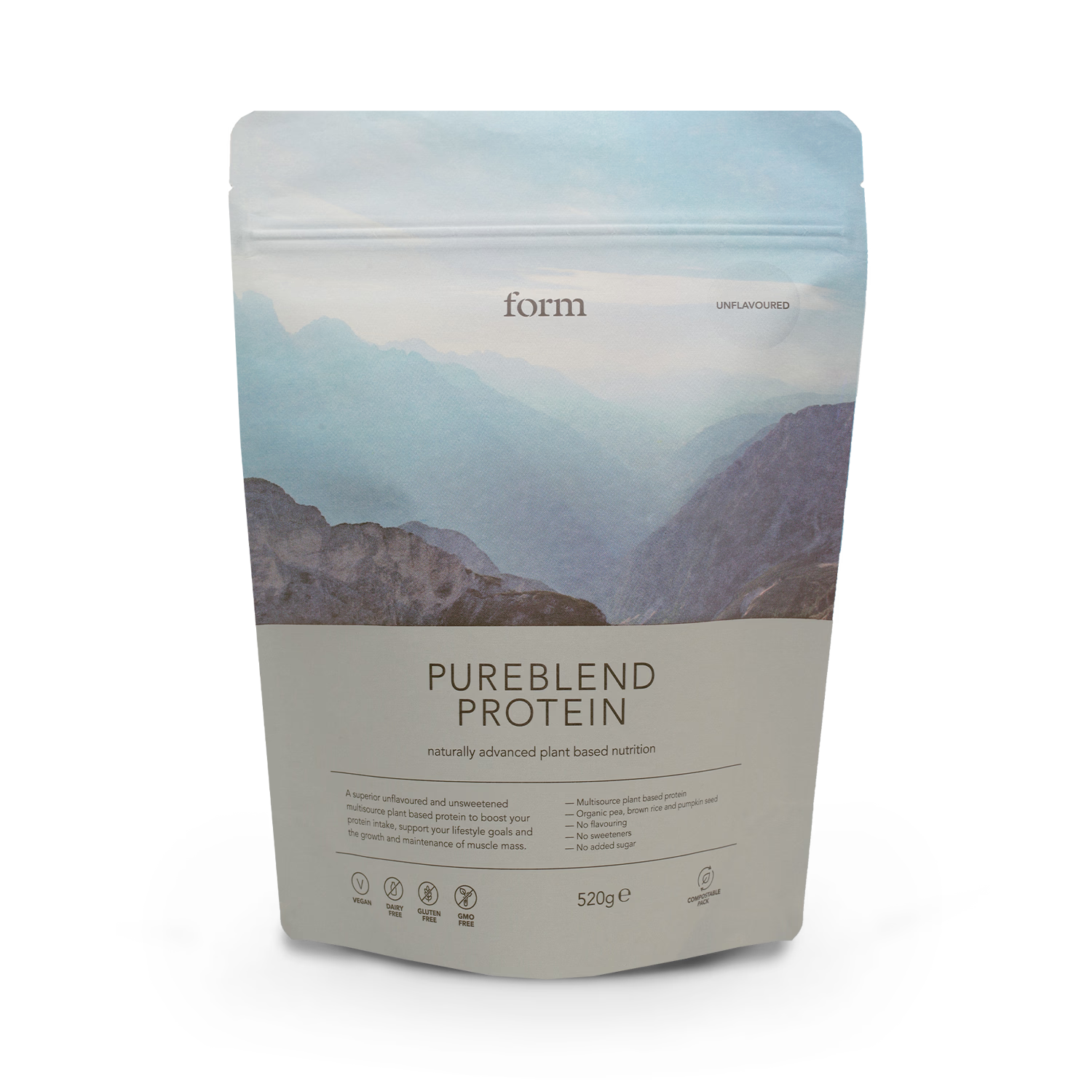 Form Pureblend unflavoured protein powder 520g (British brand)