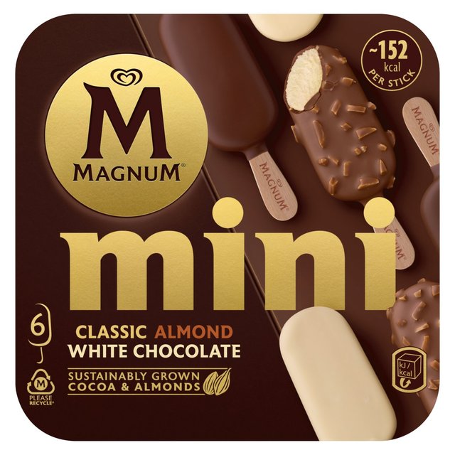 Magnum Mini Classic Almond & White Chocolate Ice Cream Sticks   6 x 55ml GOODS M&S   