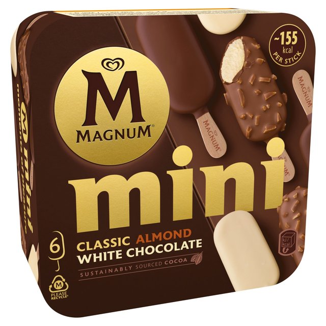 Magnum Mini Classic Almond & White Chocolate Ice Cream Sticks   6 x 55ml GOODS M&S   