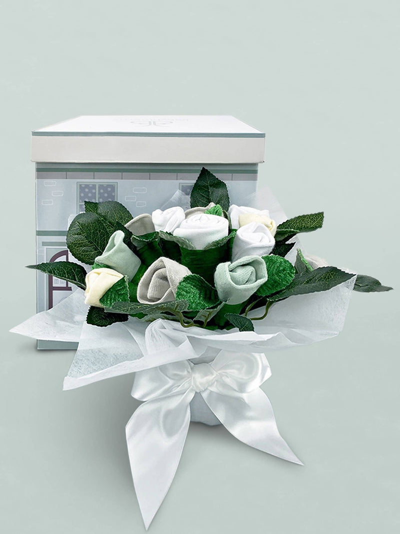 Babyblooms gift hamper with personalised bunny soft toy (British brand)