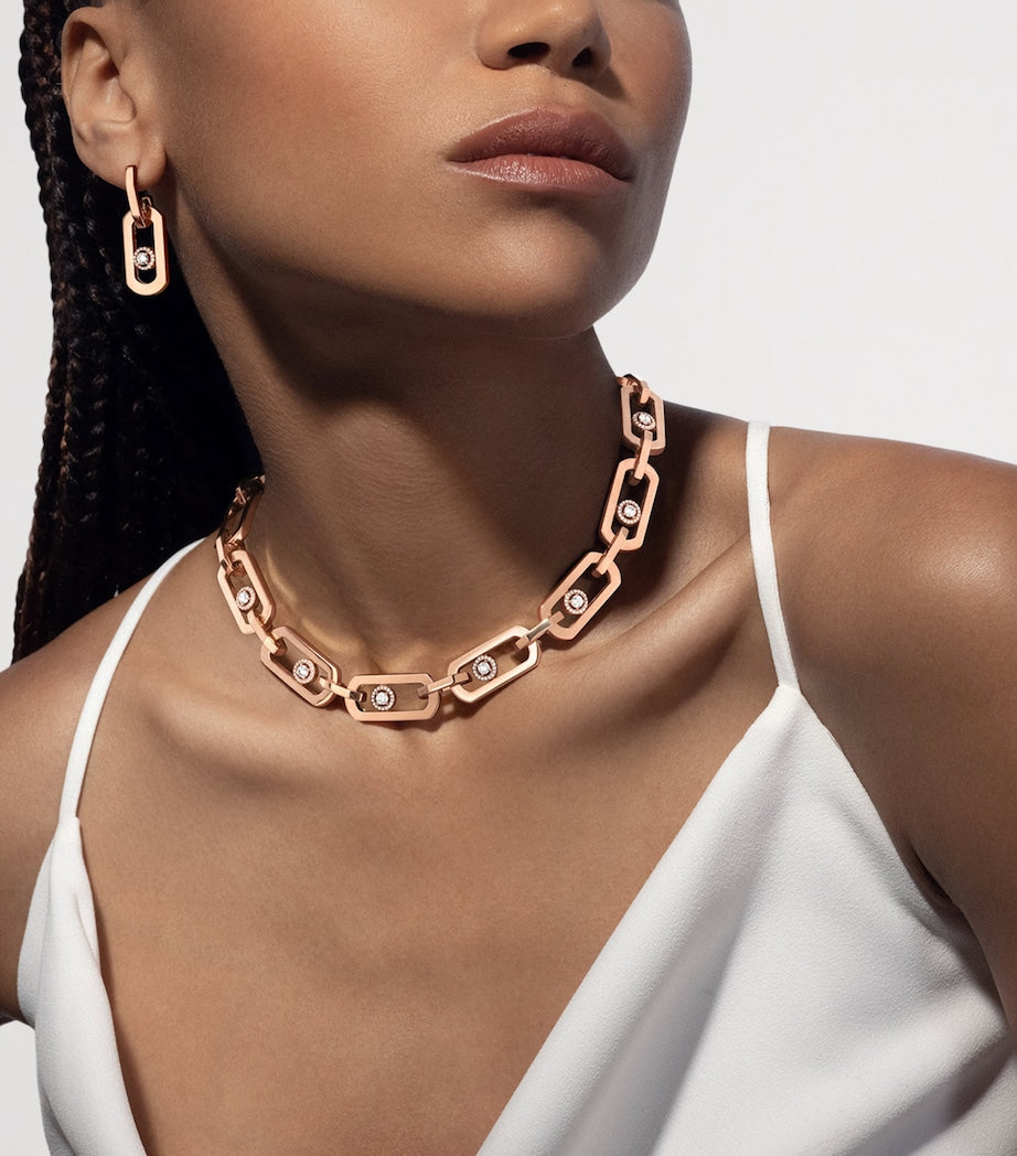 Messika So Move XL drop earrings in 18kt rose gold with diamonds - British product