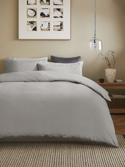 Next Silver Grey Supersoft Brushed Cotton Duvet Cover and Pillowcase Set- Buy online at McGrocer