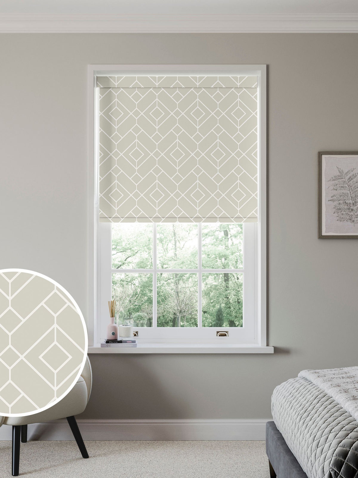 Next Natural Lattice Geo roller blind, imported from the UK