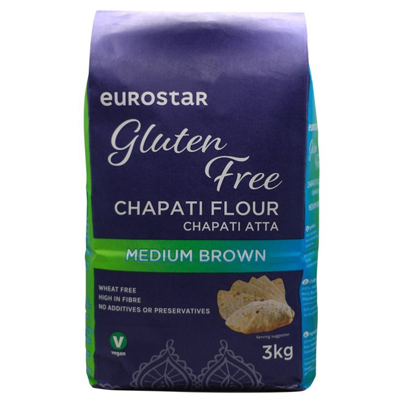 Eurostar gluten free chapati flour medium brown 3kg - British product