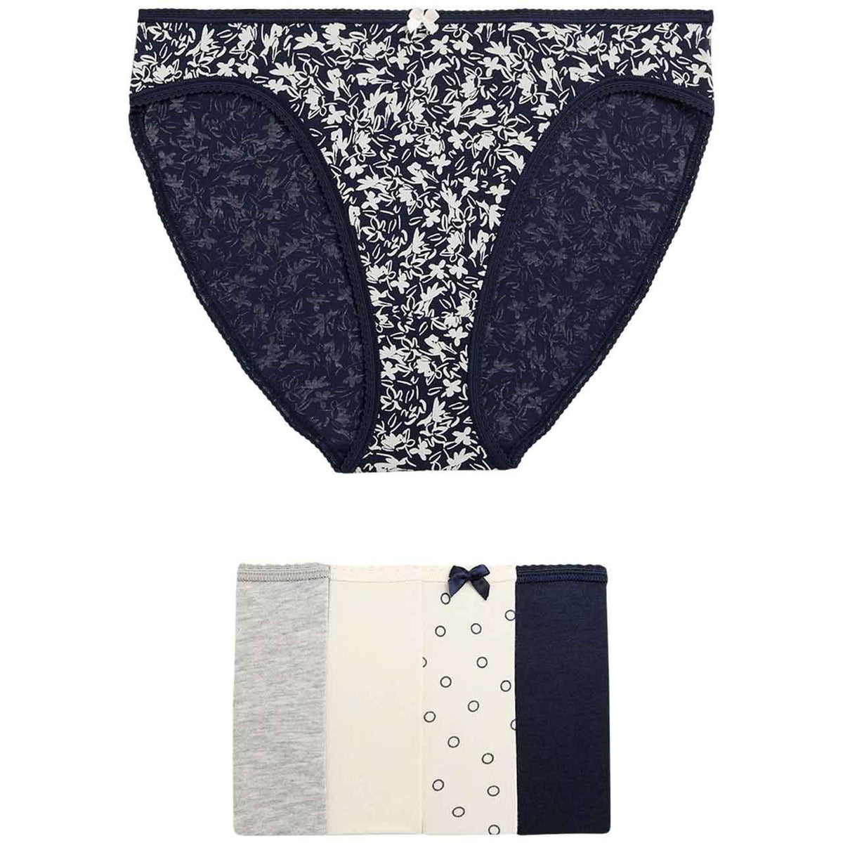 M&S Womens Cotton Lycra High Leg Knickers, 18, Grey Mix