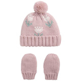M&S Flower Hat and Mitten Set, 6-12 Months, Dusted Pink