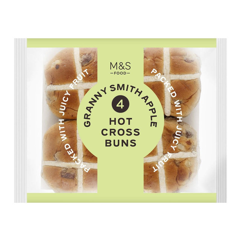M&S Bramley Apple Hot Cross Buns   4 per pack
