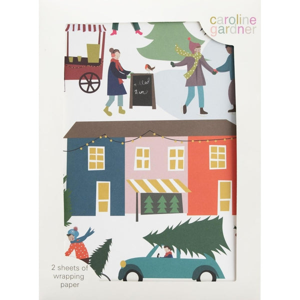 Caroline Gardner Christmas Scene Gift Wrap Sheets