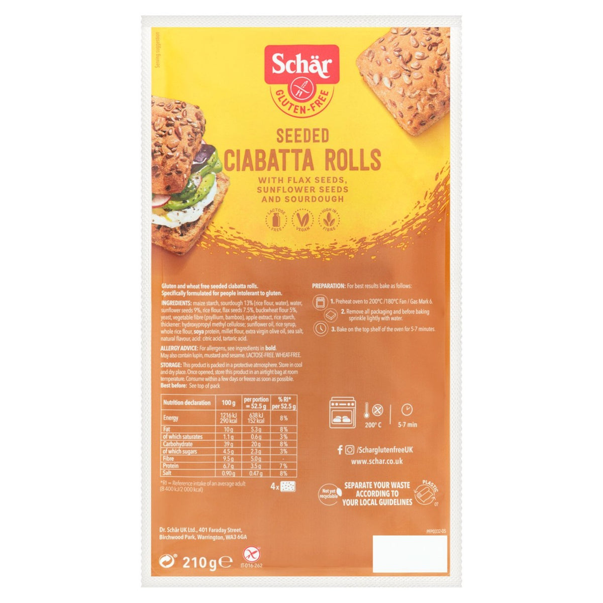 Dr Schar Seeded Ciabatta