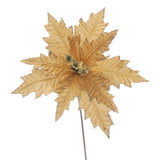 Champagne Gold Poinsettia Glitter Stem 66cm
