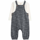 M&S Dino Jersey Dungarees with T-shirt, 18-24 Months, Carbon