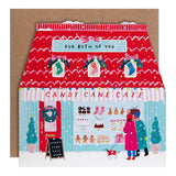 M&S For Both Of You Candy Cane Cafe Embossed Christmas Card