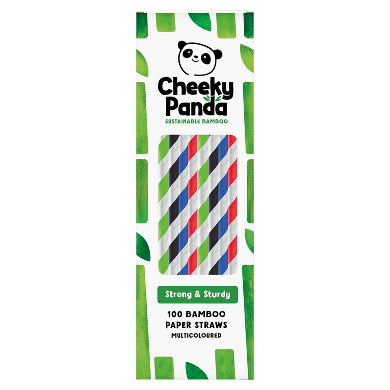 Cheeky Panda Striped Bamboo Paper Straws 100 per pack