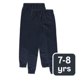 M&S Kids Cotton-Rich Joggers, 7-8 Years, Navy