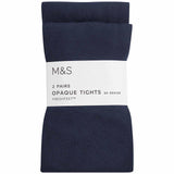 M&S Girls 60 Denier School Tights, 8-9 Years, Navy