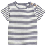 M&S Cotton Rich Striped T-Shirt, 6-9 Months, Medium Grey