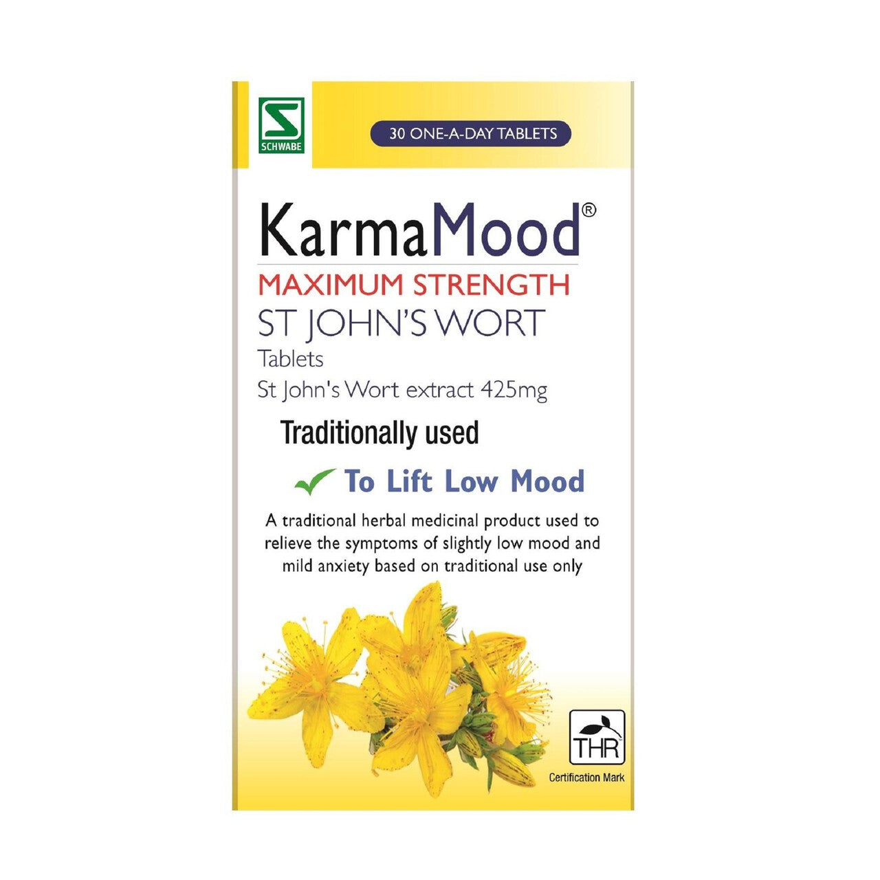 KarmaMood Maximum Strength St John's Wort To Lift Low Mood Tablets 425mg    30 per pack
