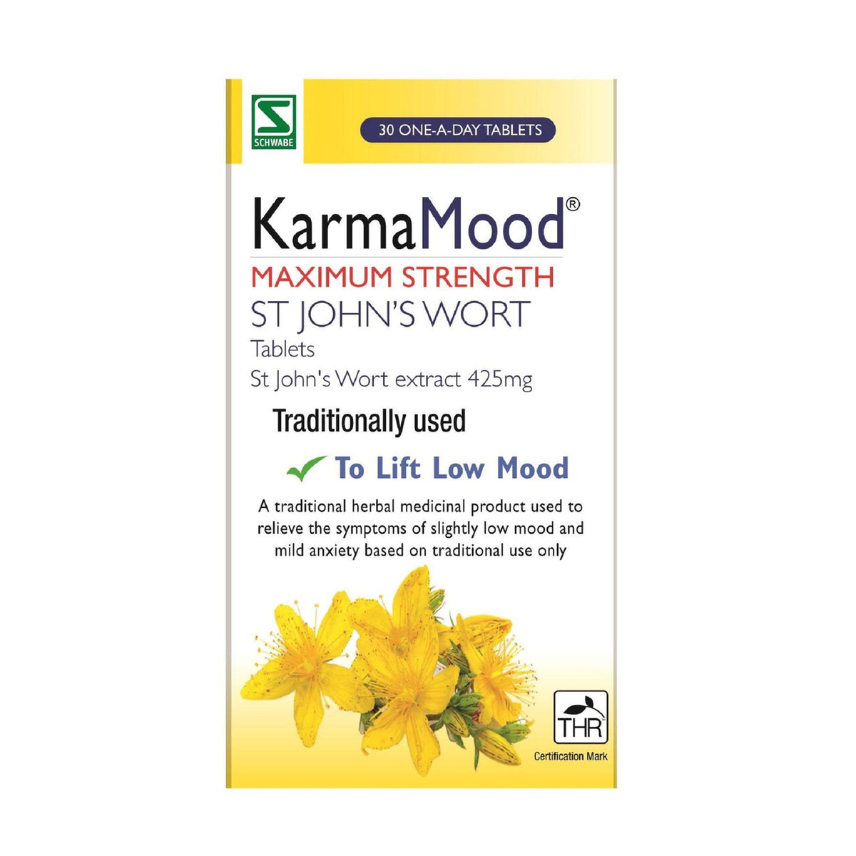 KarmaMood Maximum Strength St John's Wort To Lift Low Mood Tablets 425mg    30 per pack