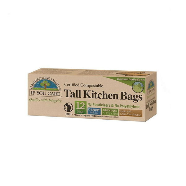 Compostable 13 Gallon Tall Kitchen Bags Made from GMO-Free Potato Starch