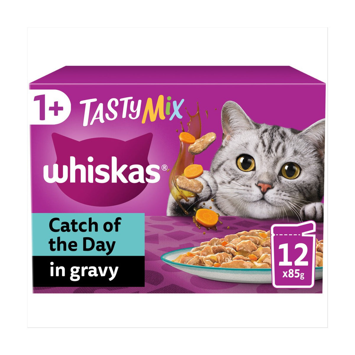 Whiskas 1+ Tasty Mix Catch of the Day Adult Wet Cat Food Pouches in Gravy