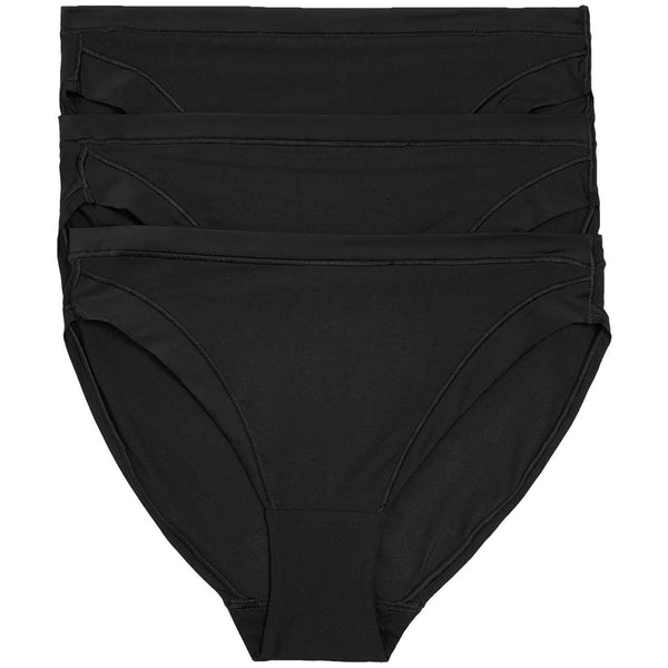 M&S Modal High Leg Knickers, 3 Pack, 10, Black