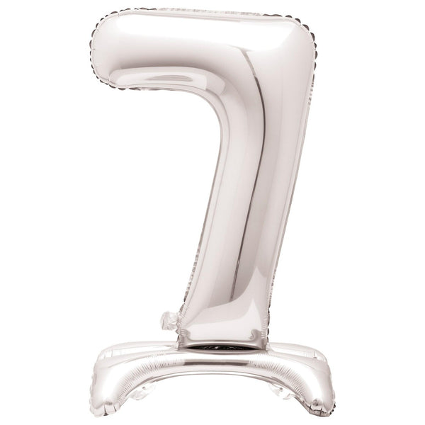 Giant Silver Foil Number 7 Standing Balloon – 2.5 Feet High