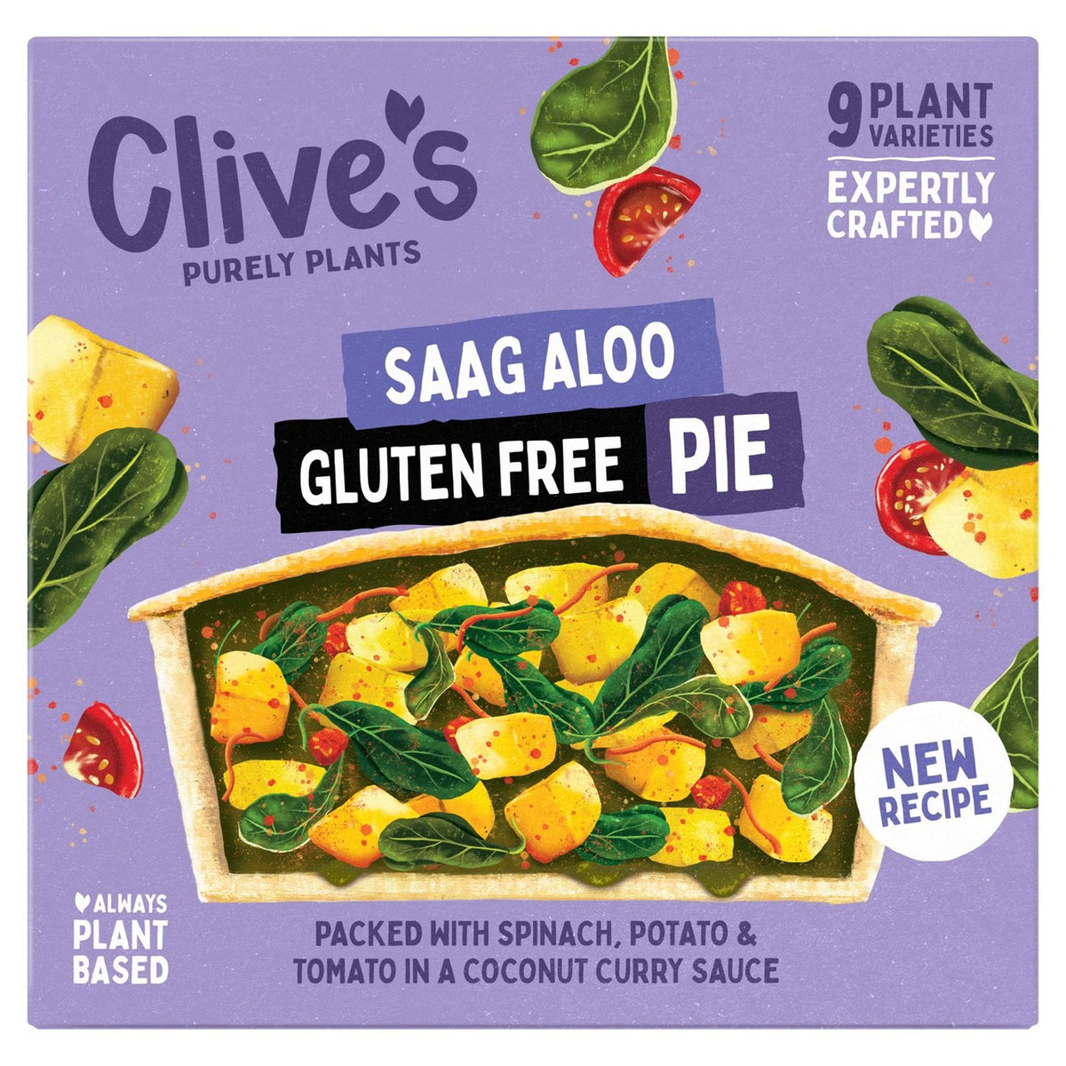 Clive's Saag Aloo Gluten Free Pie