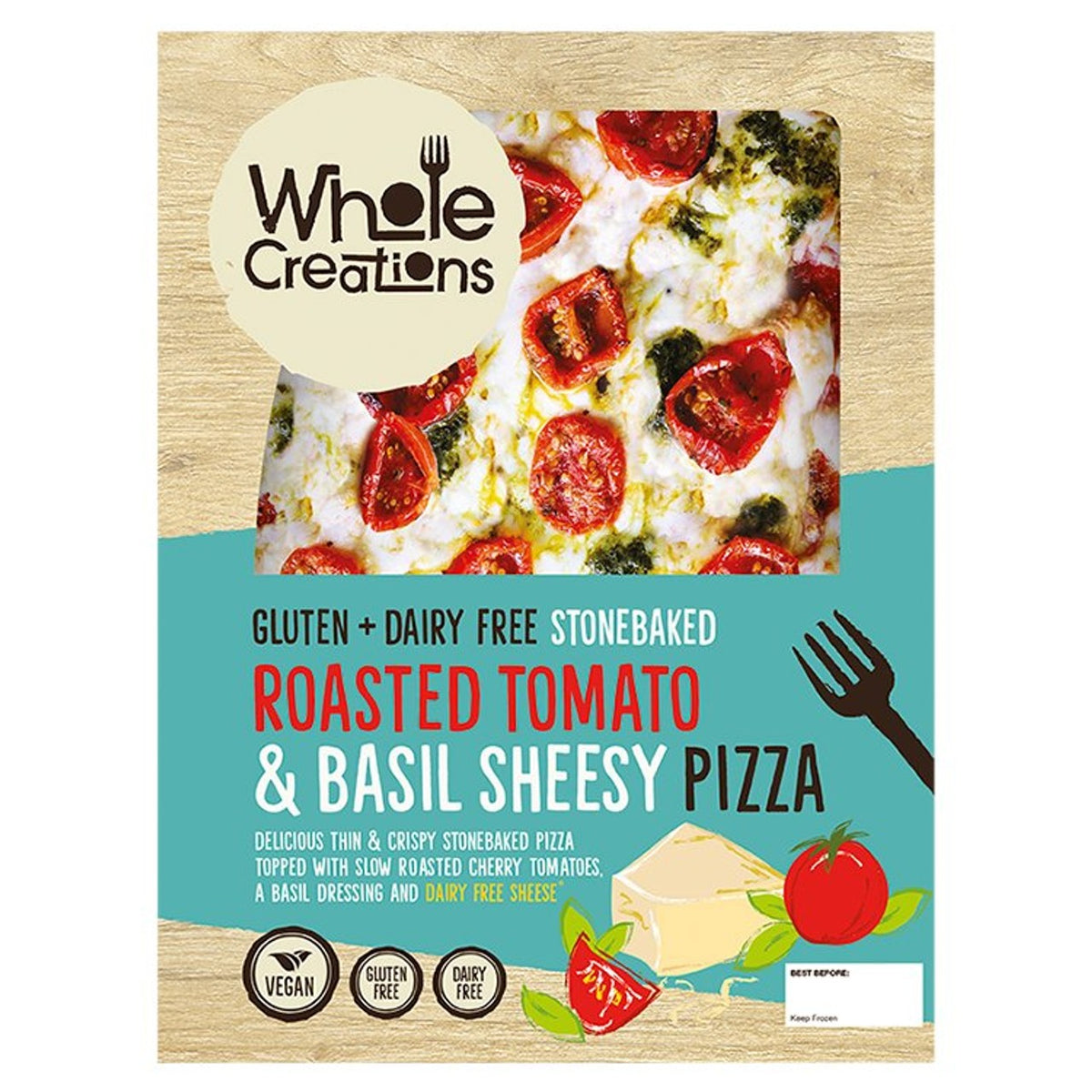 Wholecreations Dairy and Gluten Free Roasted Tomato & Basil Sheesy Pizza   275g
