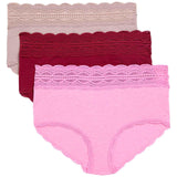 M&S Womens Cotton High Rise Shorts, 8, Dark Cranberry