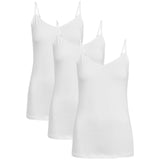 M&S Womens Cotton Rich Strappy Vests, 3 Pack,, 18, White