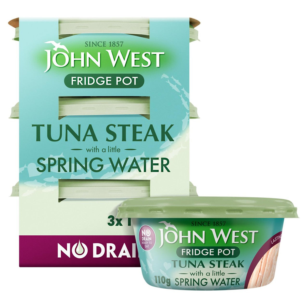 John West No Drain Fridge Pot Tuna Steak with a Little Spring Water
