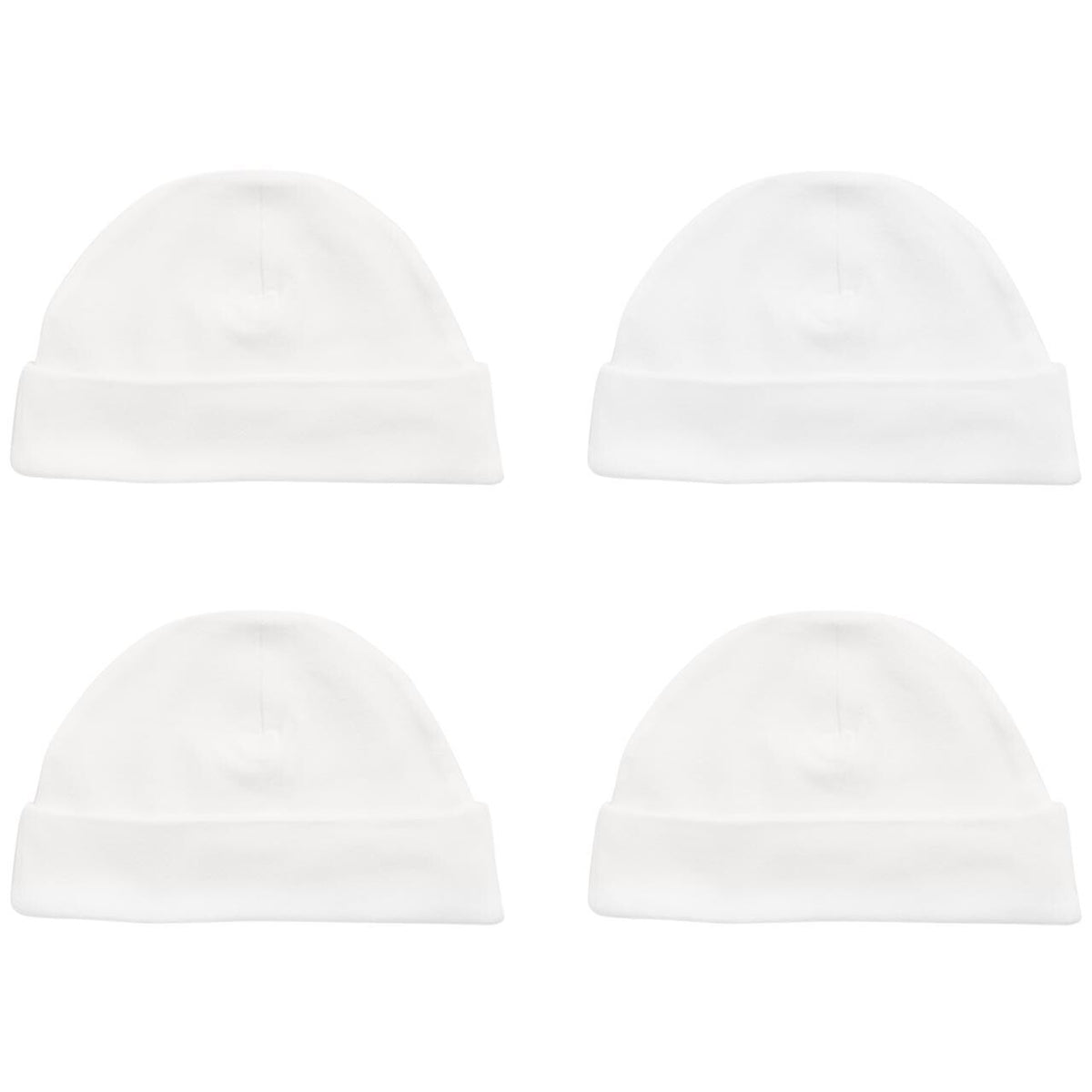 M&S Pure Cotton Hats, 4 Pack, 6-12 Months, White