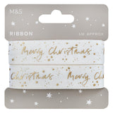 M&S Enchanted Christmas Foiled White Ribbon