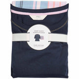 M&S Cotton Top Woven Checked Pyjama Set, 18, Navy