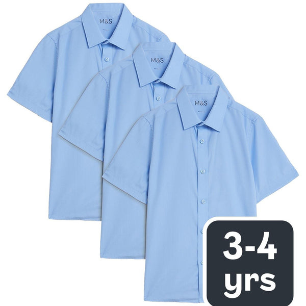 M&S Boys 3 Pack Regular Fit Shirt, 3-4 Y