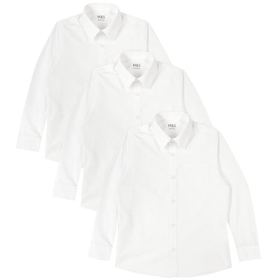 M&S M&S Boys Regular Fit Easy to Iron Shirts, 8-9 Years, White- Buy online at McGrocer