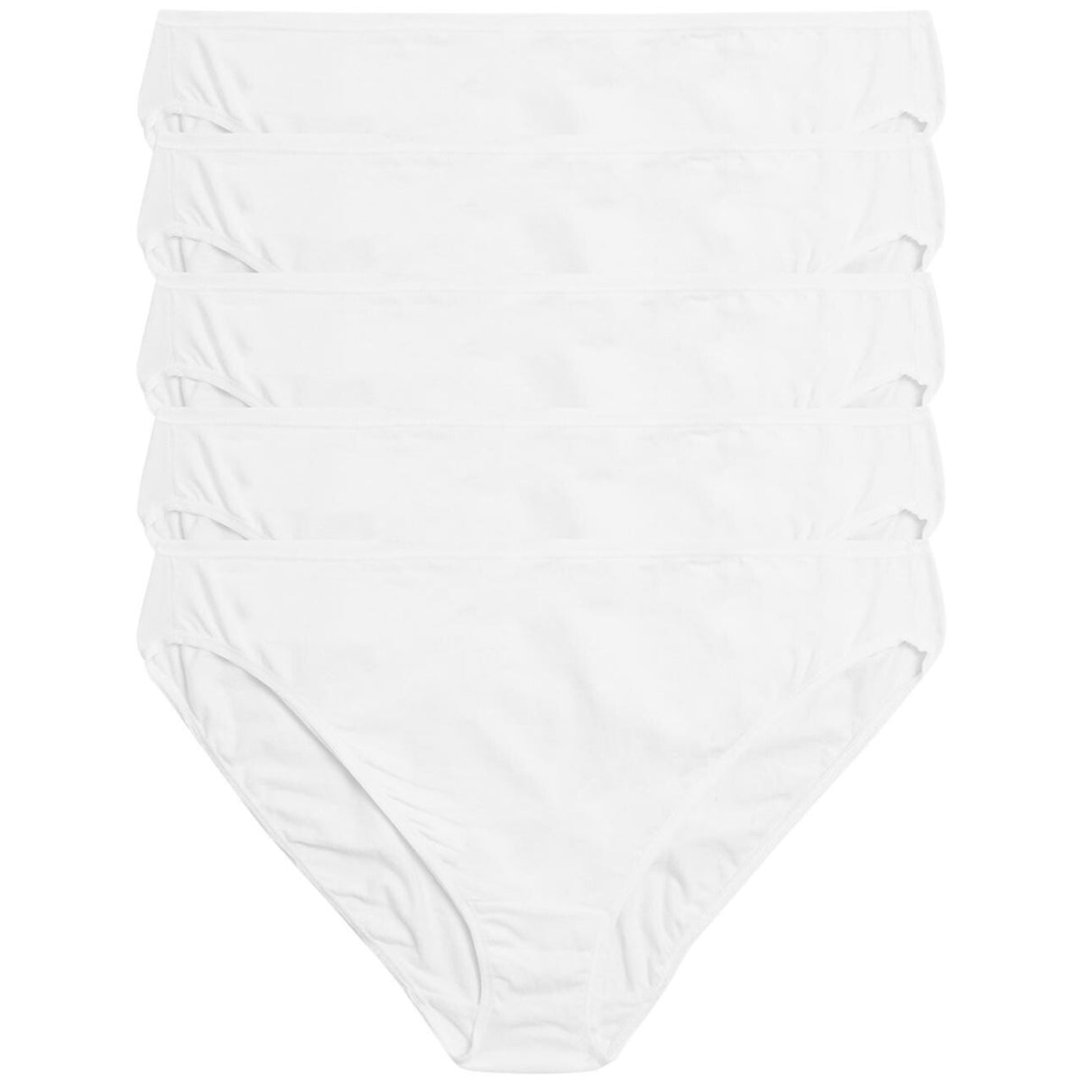 M&S Collection No VPL Cotton Modal High Leg Knickers, 5 Pack, 8, White