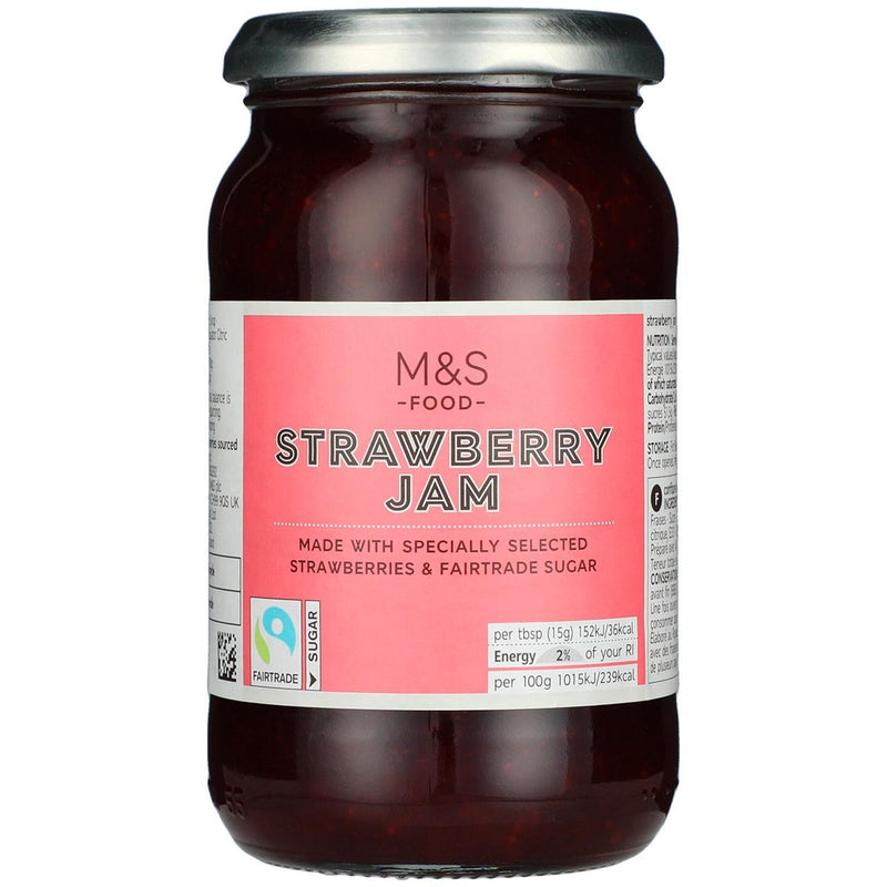 M&S Fairtrade Strawberry Jam jar, imported from the UK