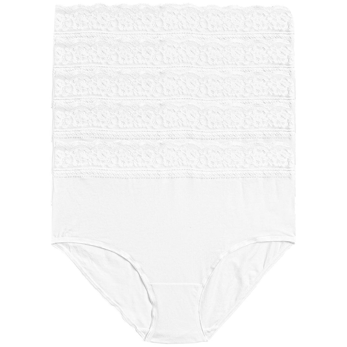M&S Womens Collection Cotton Lycra & Lace Full Briefs, 5 Pack, 16 White