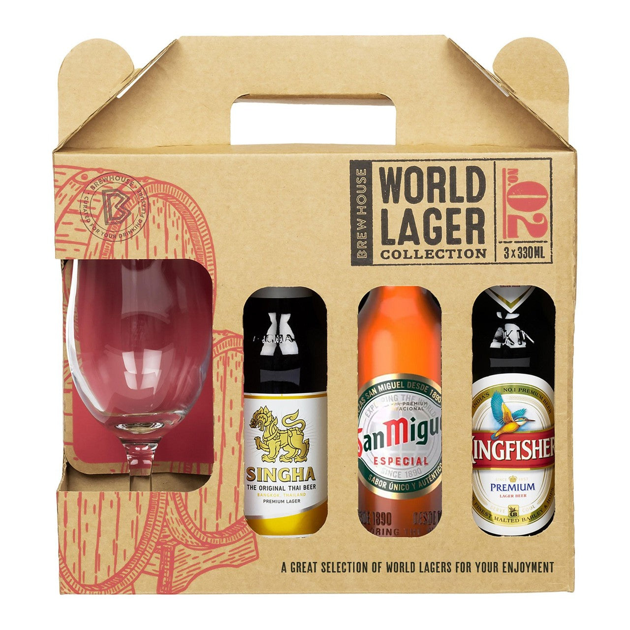 Brewhouse World Lager Selection with Chalice Glass