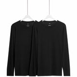 M&S Mens Light Thermal Long Sleeve Top, 2 Pack, S, Black