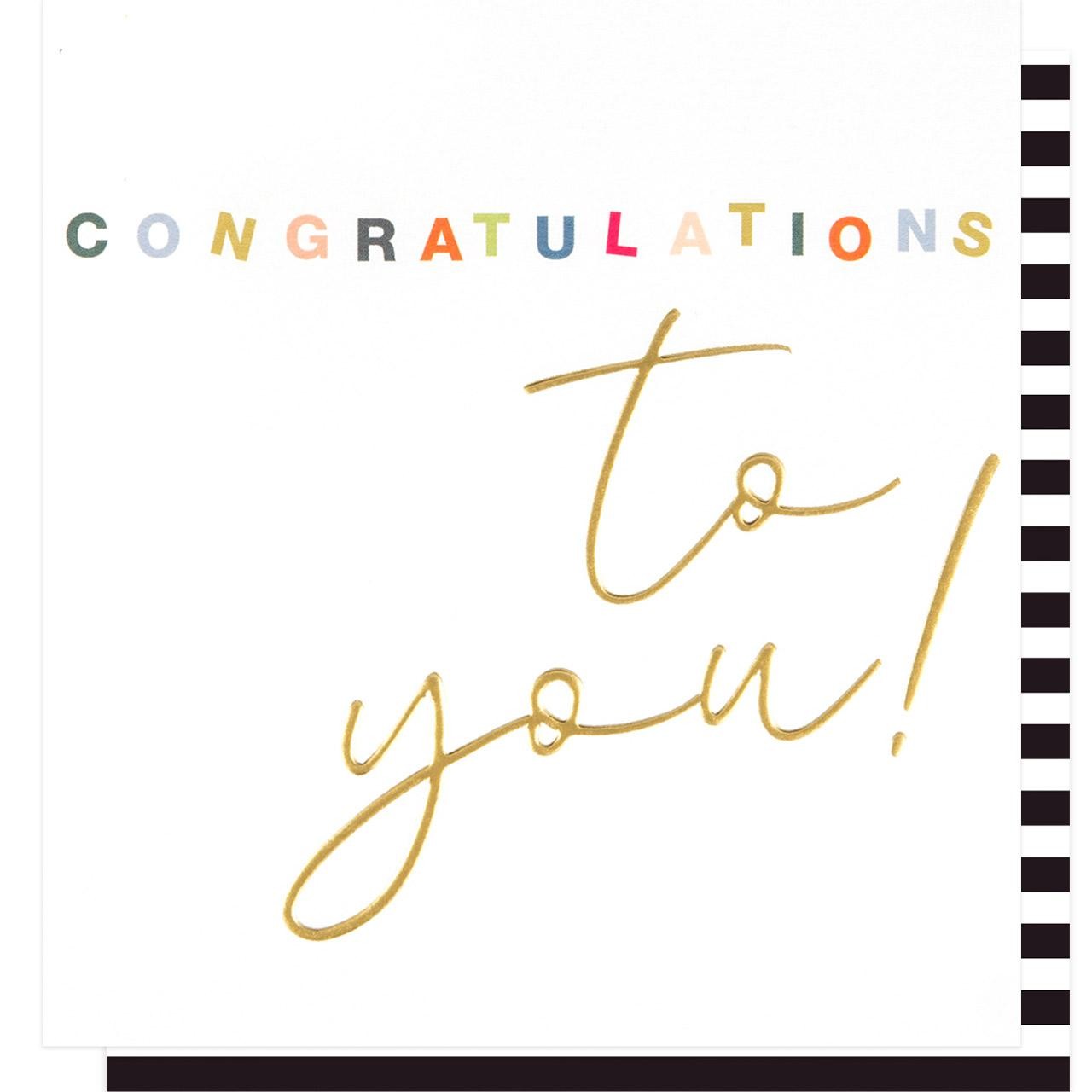 Caroline Gardner congratulations card with gold foil and calligraphy - British product