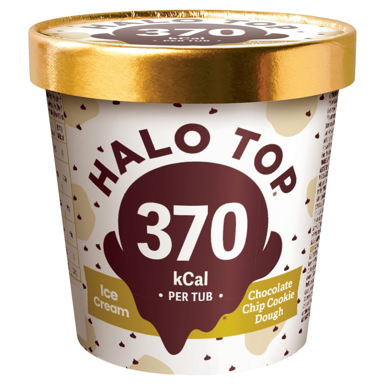 Halo Top chocolate chip cookie dough low calorie ice cream 460ml tub, UK version