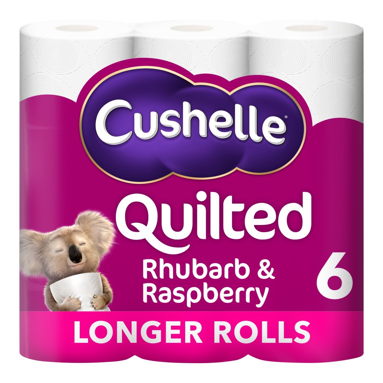 Cushelle Quilted Raspberry & Rhubarb Toilet Rolls, 50% More Sheets