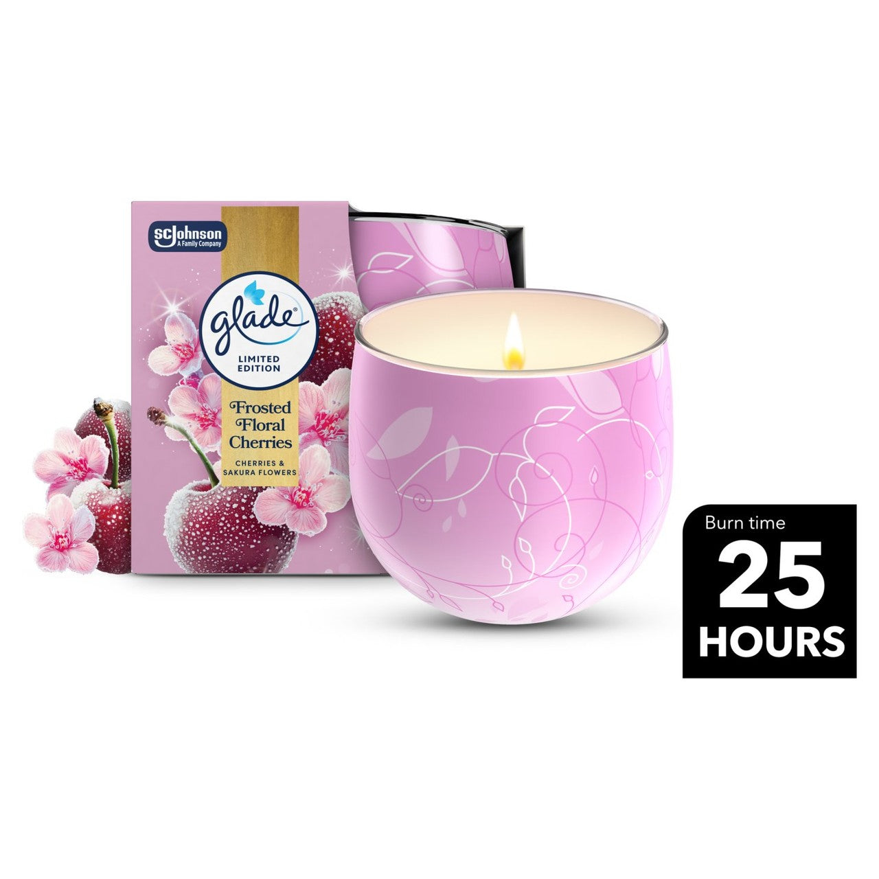Glade Festive Candle Frosted Floral Cherries