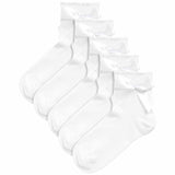 M&S Girls, Cotton Rich Ankle Bow Socks, Size 4-7 Large, White