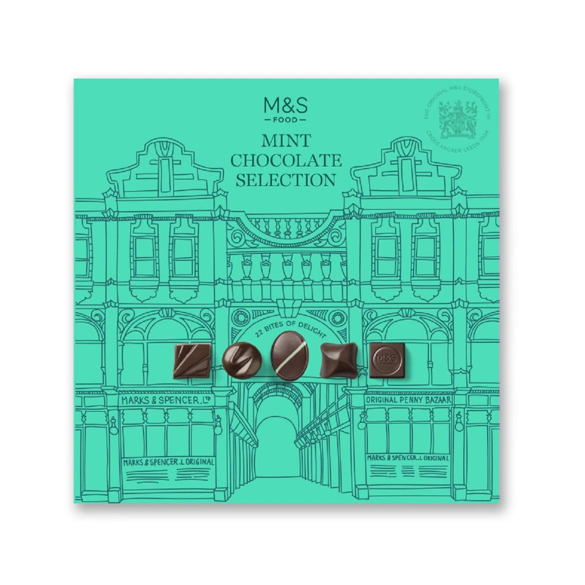 M&S mint chocolate selection box with assorted dark and milk chocolates, imported from the UK