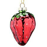 Red Glass Strawberry White Spots Hanging Decoration 8cm