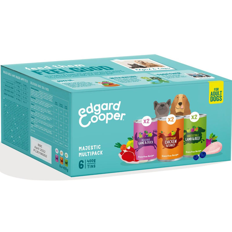 Edgard & Cooper Natural Adult Grain Free Wet Dog Food Tin Multipack   6 x 400g